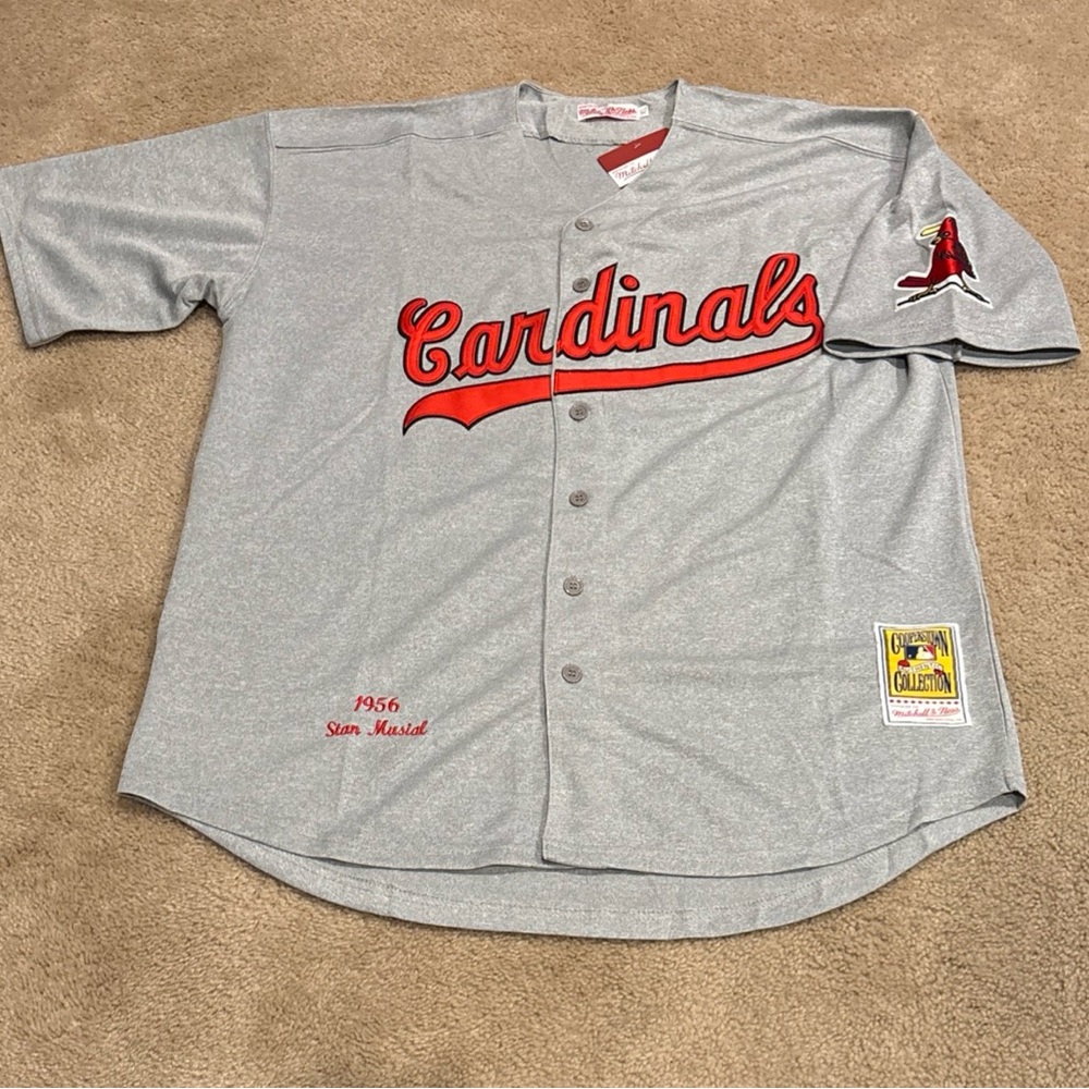 Stan Musial St Louis Cardinals Jersey Mens XL NWT 1956 Road Gray
